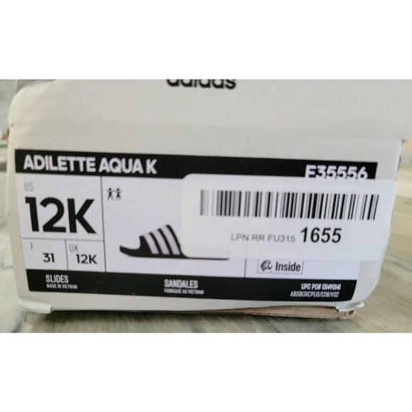 Adidas Adilette Aqua Slides Size 12K Black NWT - Picture 10 of 10
